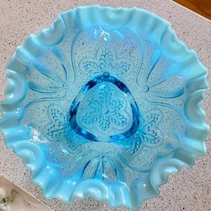 Antique Jefferson Glass Blue Opalescent Meander